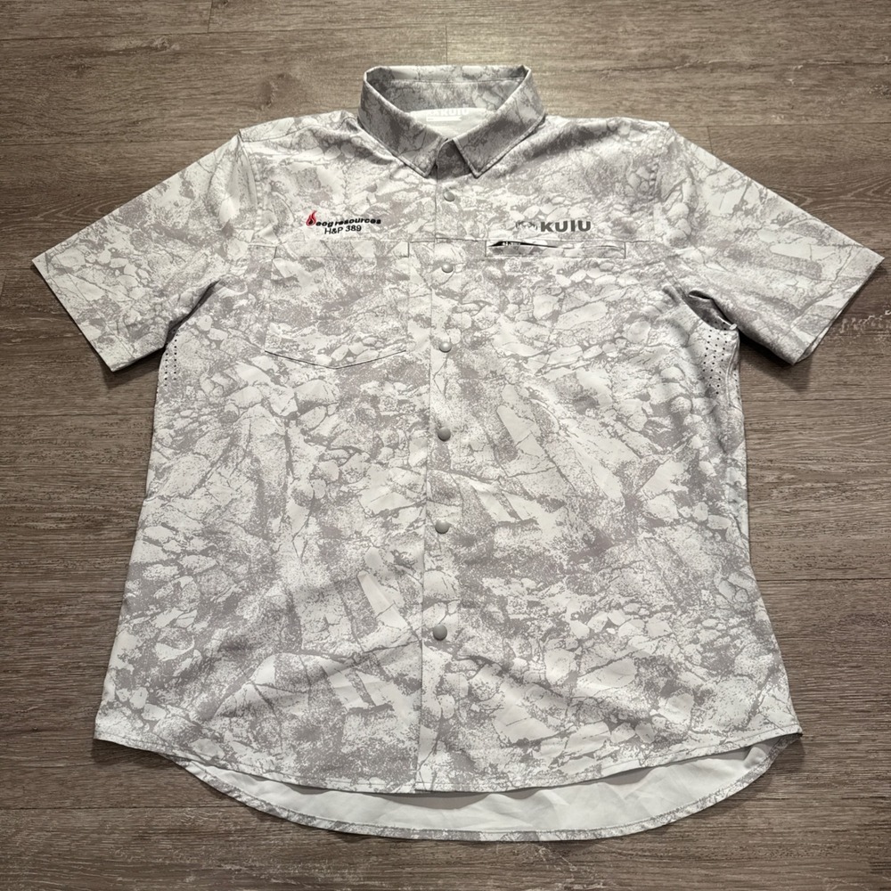 KUIU Shirt Mens XL Gray Mesa Vented Topo Camo Hunting Performance Snap Outdoor - Picture 2 of 9